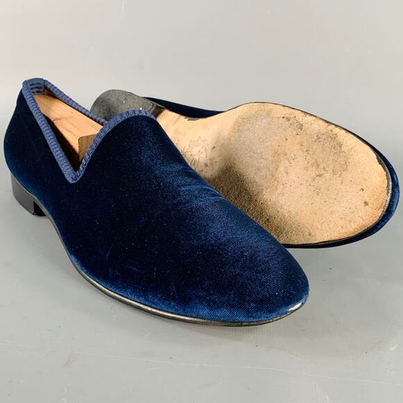 DEL TORO Size 11.5 Blue Red Velvet Slip On Loafers main image 7